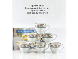 6 PCS PREMIUM TEA CUP SET - ROUND SHAPE - GREY