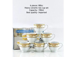 6 PCS PREMIUM TEA CUP SET - ROUND SHAPE - BROWN