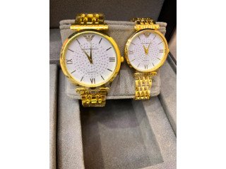 ARRIVALS EMPORIO ARMANI GOLD COUPLE WATCH - WHITE FACE