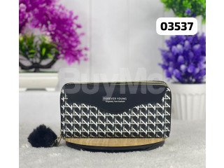 IMPORTED LADIES WALLET - DOUBLE ZIP - BLACK