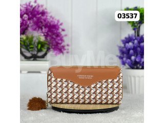 IMPORTED LADIES WALLET - DOUBLE ZIP - BROWN