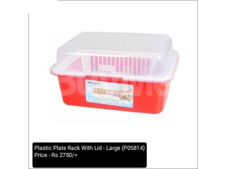 PLASTIC PLATE RACK WITH LID - LARGE