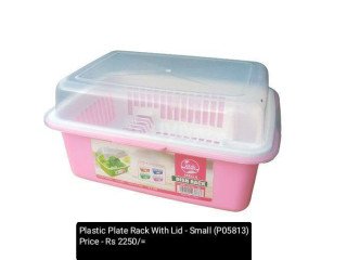 PLASTIC PLATE RACK WITH LID - SMALL