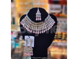 WEDDING NECKLACE STONE STUDDED - PINK