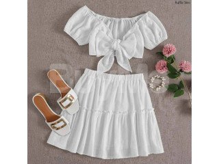 RUFFLE TRIM SKIRT WITH TOP