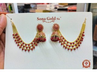 JUMKI MAATTAL EARRING WITH RED BEADS