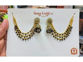 JUMKI MAATTAL EARRING WITH BLACK BEADS