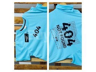 DOUBLE SIDE PRINT CREW NECK TSHIRT - LIGHT BLUE