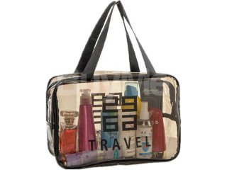 TRANSPARENT COSMETIC BAG WASH BAG BUSINESS TRIP STORAGE BAG HAND-HELD MAKE-UP BAG BUGGY BAG 9.5" - L