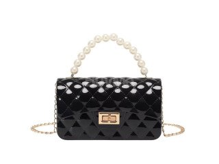 IMPORTED CHAIN SHOULDER BAG - BLACK