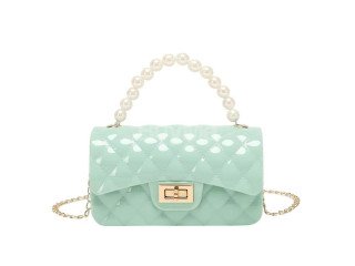 IMPORTED CHAIN SHOULDER BAG - LIGHT GREEN