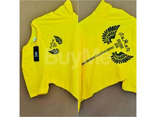 DOUBLE SIDE PRINT CREW NECK TSHIRT FOR SALE - YELLOW