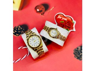 COUPLES WATCH - GOLD & WHITE