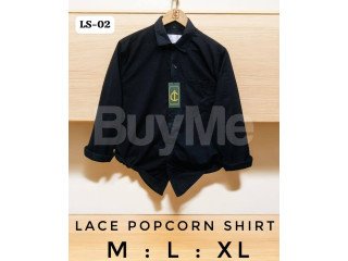 LACE POPCORN SHIRT - BLACK