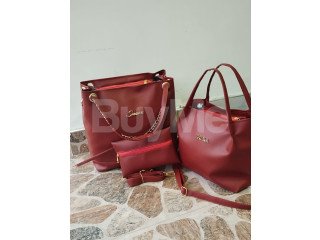 HAND BAG SET - DARK RED