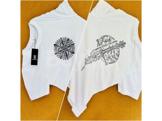 BACK SIDE PRINT T SHIRT GSM180 SINGLE GURSY COTTON - WHITE