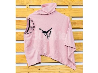 RIB PRINT CREW NECK T-SHIRT - PINK