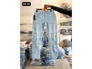 MEN4 POCKET CARGO DENIM - ICE BLUE