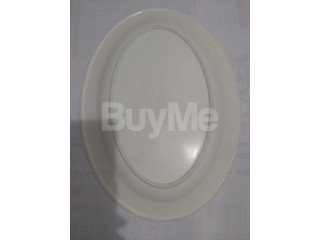 OVAL SHAPED TRAY IVORY MELAMINE HOT PINK WITH TRAY