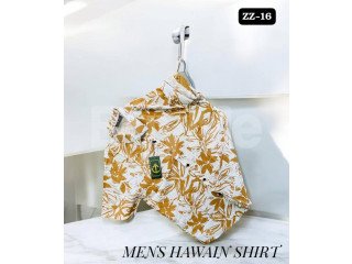 FLORAL PATTERN HAWAIN SHIRT - MUSTARD ORANGE