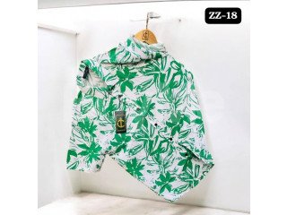 FLORAL PATTERN HAWAIN SHIRT - GREEN & WHITE