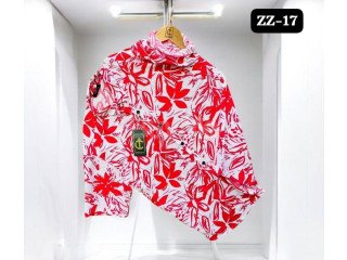 FLORAL PATTERN HAWAIN SHIRT - RED & WHITE