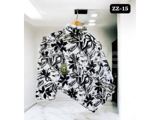 FLORAL PATTERN HAWAIN SHIRT - BLACK & WHITE