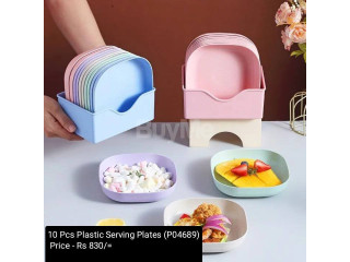 10 PCS PLASTIC SERVING PLATES SET