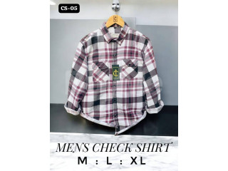 MENS CHECK SHIRT - WHITE & PURPLE