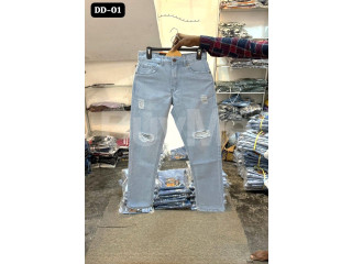 TRENDY MEN RIPPED DENIM - ICE BLUE