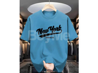 BAGGY NEW YORK T SHIRT - MID BLUE