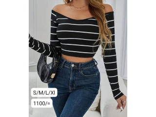 BLACK AND WHITE TRENDY CROP TOP DESIGN