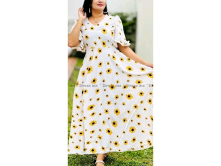 YELLOW FLOWER PRINTED FROCKS