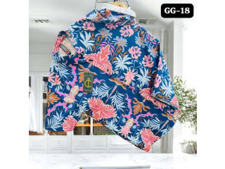 PRINTED HAWAIN SHIRTS - DARK BLUE