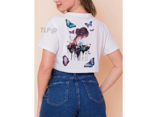 DOUBLE SIDE PRINTED LADIES CROPTOP BUTTERFLY