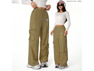 BOW DECOR PANT LIGHT BROWN