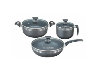 HARVEST 6 PCS COOKWARE SET WITH GLASS LID 7798 [SUPPORTS INDUCTION COOKTOPS]