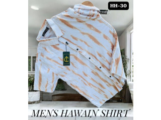 ELEGANT MENS HAWAIN SHIRT - WHITE & YELLOW