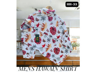 ELEGANT MENS HAWAIN SHIRT - WHITE & RED