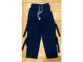 4 POCKET LINEN CARGO PANT - DARK BLUE