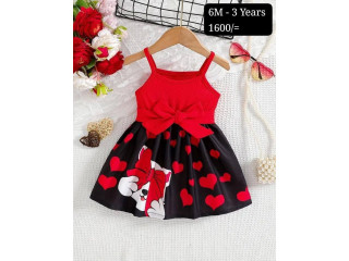 RED AND BLACK DESIGN KIDS FROCK