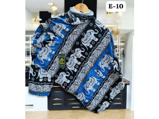 THE ELEPHANT PRINTED HAWAIIAN SHIRT - BLUE & BLACK