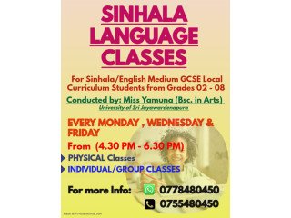 SINHALA CLASSES FOR GRADES 02 - 08