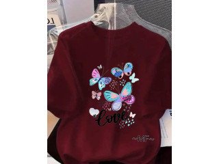 CASUAL TEE WITH 'LOVE' PRINT - MAROON