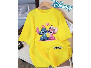 YELLOW TEE WITH STITCH PRINT