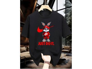 BLACK TEE WITH 'JUST DO IT' PRINT
