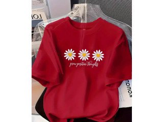 RED TEE WITH FLORAL PRINT