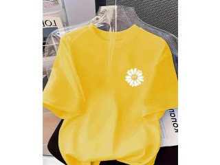 YELLOW TEE WITH FLORAL DESIGN