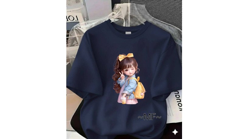navy-blue-tee-with-cute-girl-print-big-0