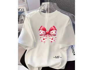 WHITE TEE WITH BOW DESIGN